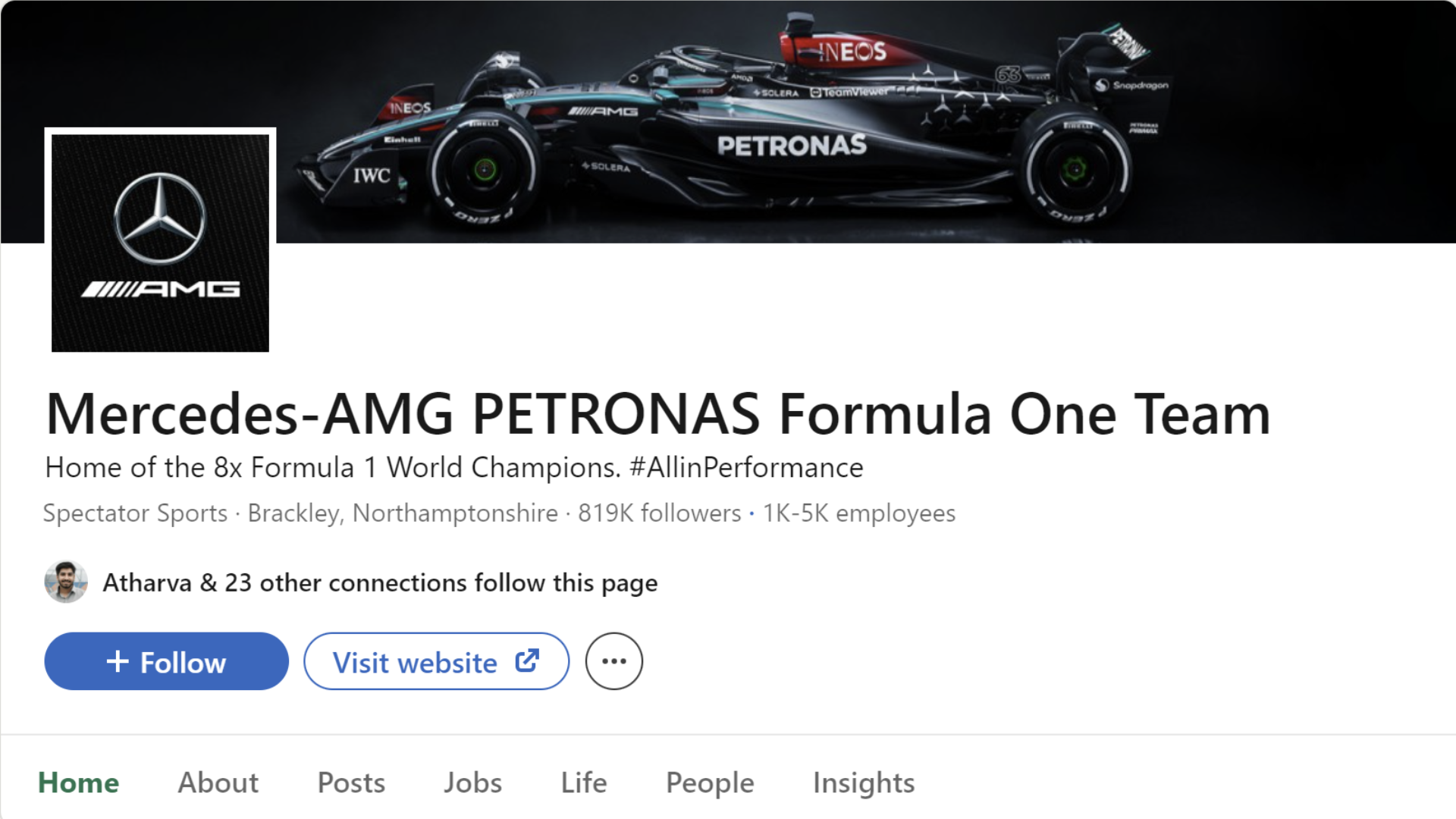 AMG Petronas LinkedIn company page